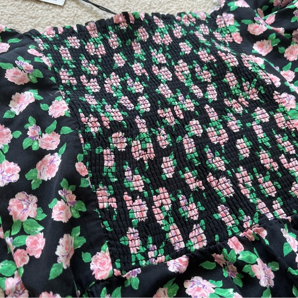 Zara Floral Bustier Style Smocked Back Crop Top - Picture 8 of 12